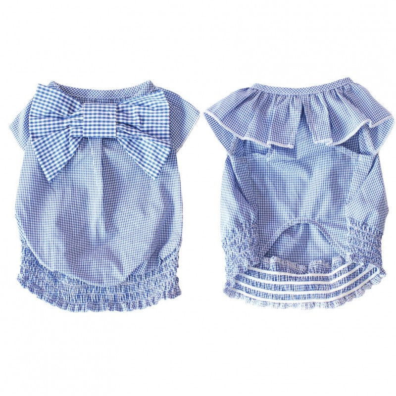 [SAD20390-79]ギンガムチェックリボンTシャツ 20%off