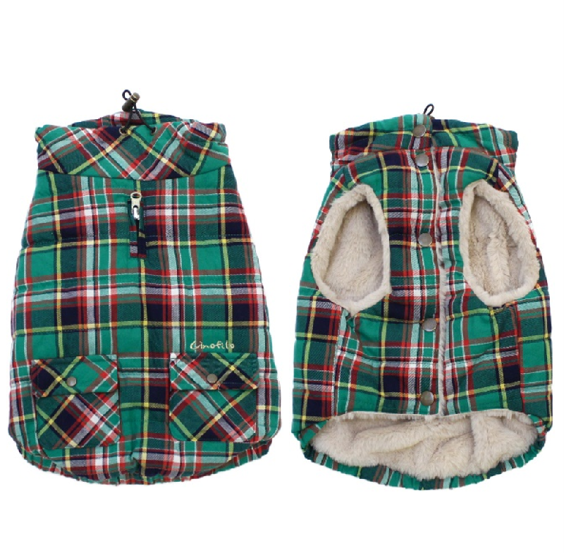 [SAD20540-2]英国調チェック柄中綿キルトハイネック(フレンチブルドッグ) 20%off