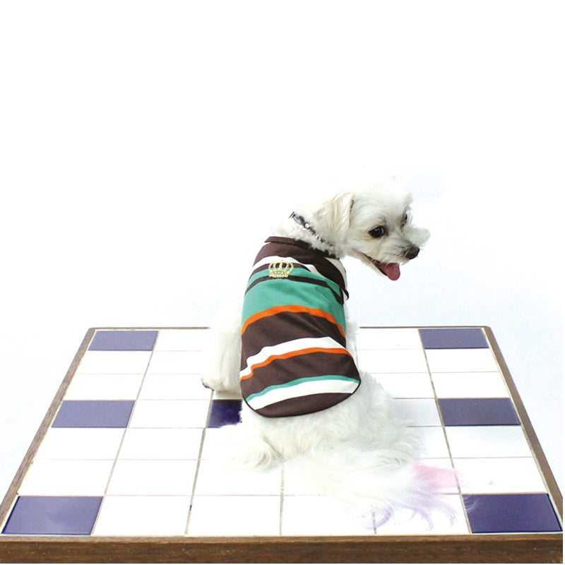 [SAD20390-47]マルチカラーパネルボーダー王冠刺繍Tシャツ 20%off