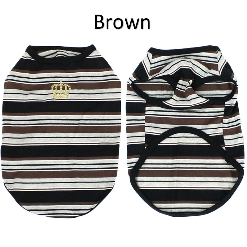 [SAD20390-48]マルチカラーボーダー王冠刺繍Tシャツ 20%off