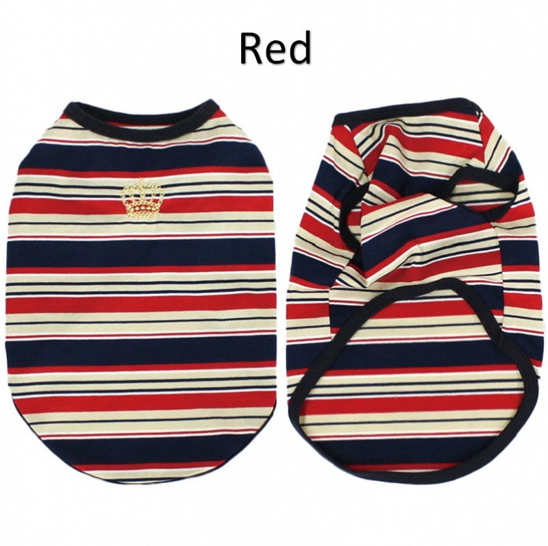 [SAD20390-48]マルチカラーボーダー王冠刺繍Tシャツ 20%off