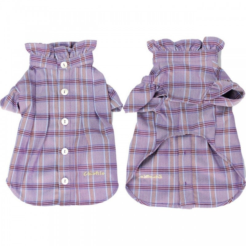 [SAD20390-70]先染めチェックフリルシャツ 20%off