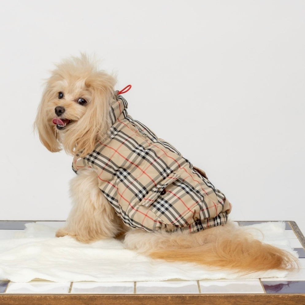 [SAD20580-2]英国調チェック柄中綿キルトハイネック 20%off