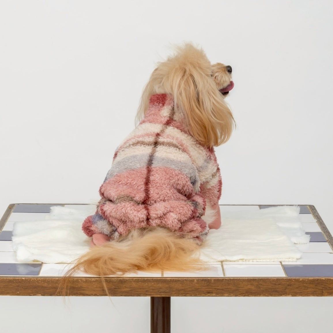 [SAD20390-1]チェック柄両面ファーロンパース 20%off