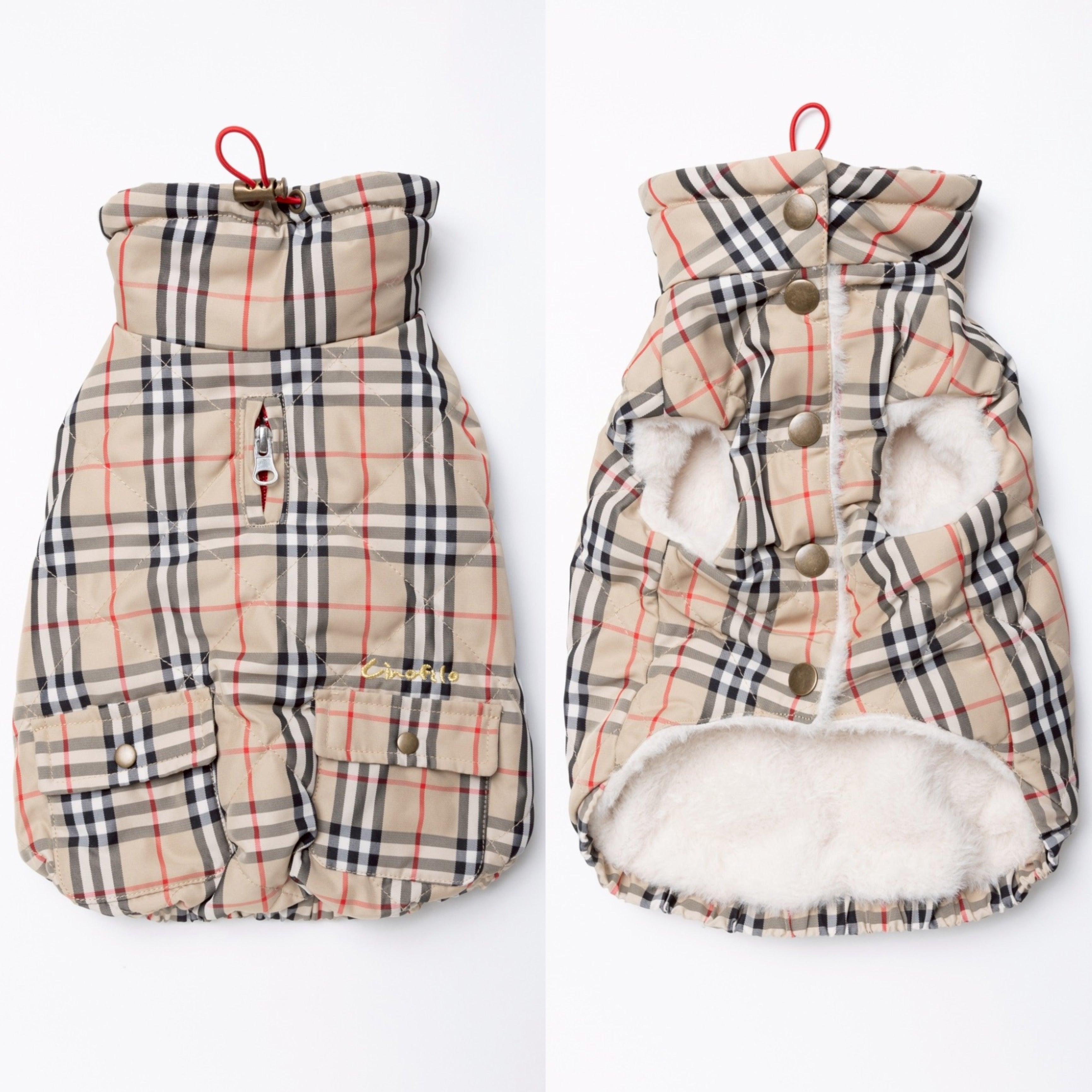 [SAD20580-2]英国調チェック柄中綿キルトハイネック 20%off