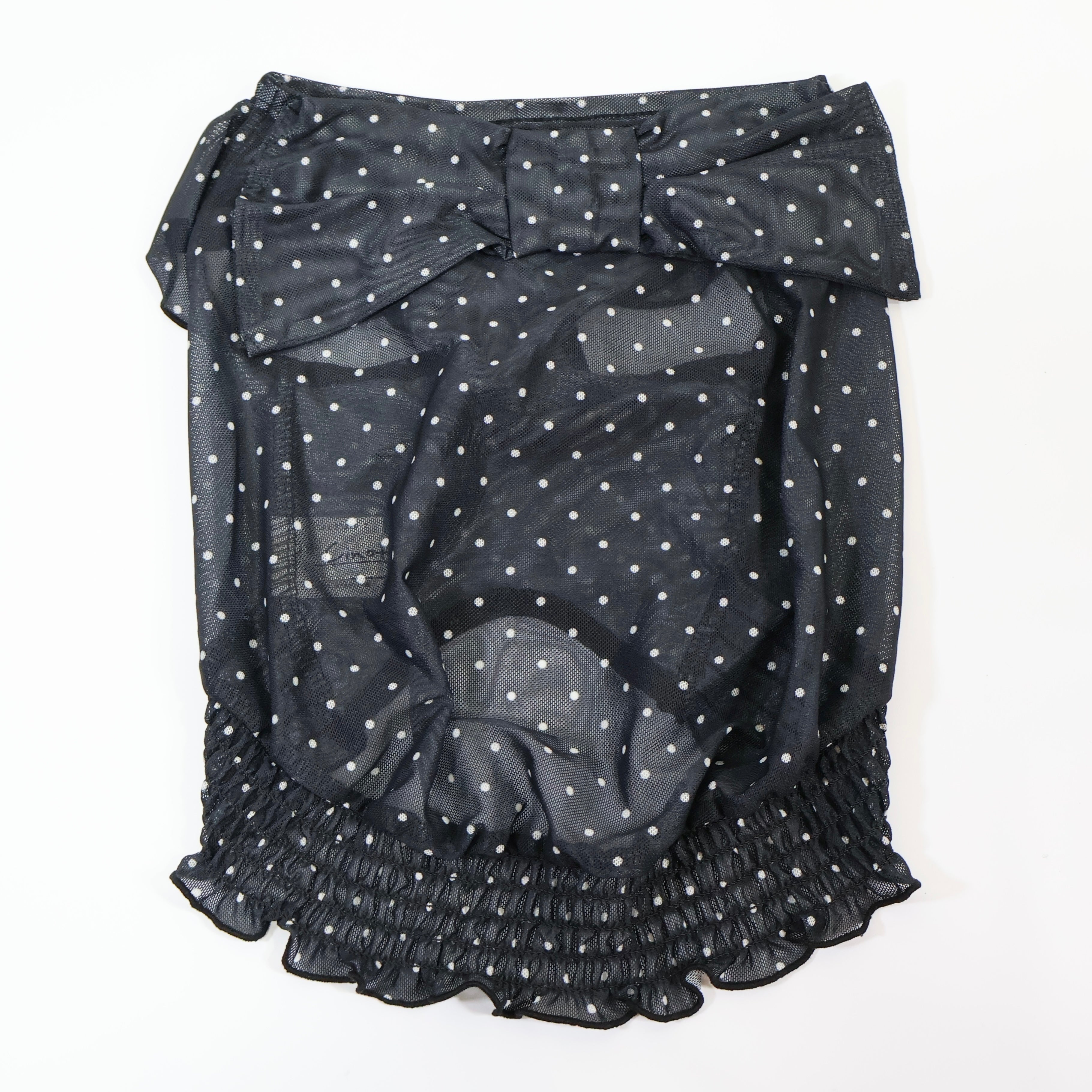 [SAD20390-2]メッシュ水玉プリントリボンTシャツ