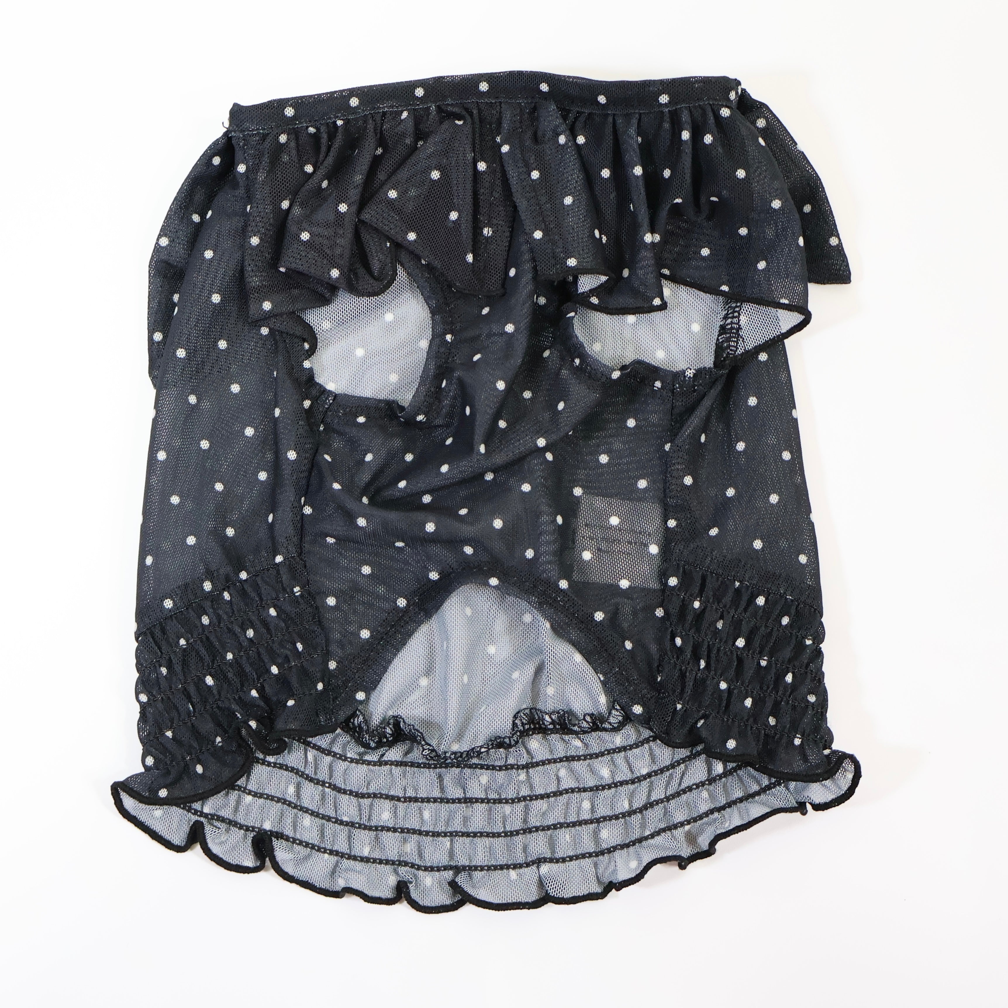 [SAD20390-2]メッシュ水玉プリントリボンTシャツ