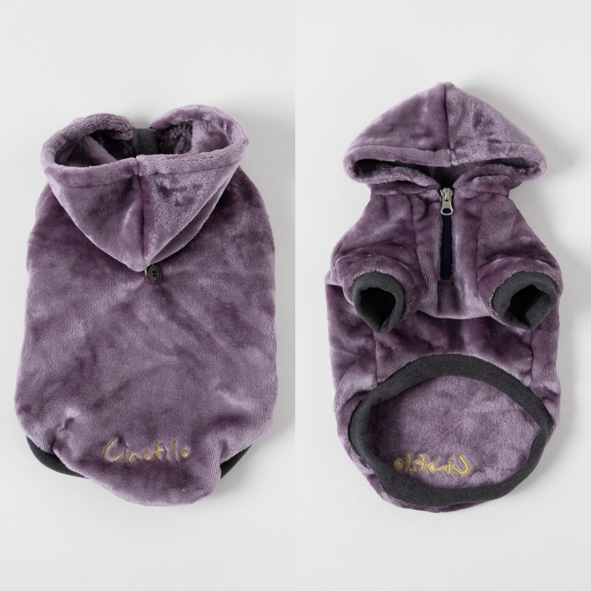 [SAD20490-61]両面ファーZIP CINOFILOゴールド刺繍パーカー